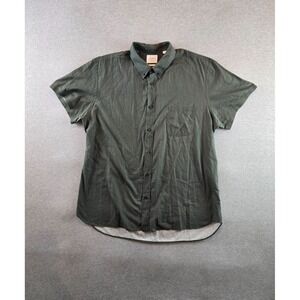 Billy Reid Shirt Mens 2XL Green‎ Chambray Standard Fit Short Sleeve Button Down
